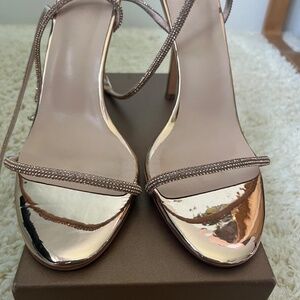 Women's Size 10 Rose Gold Stiletto Ankle Wrap Heels